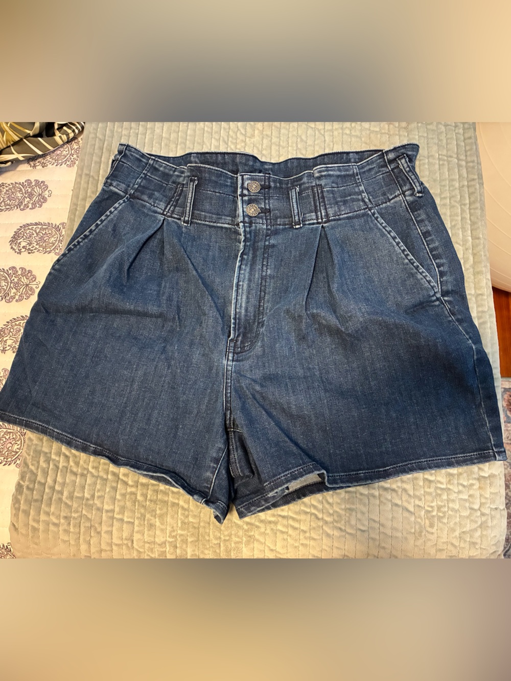 Express Dark Blue High-Rise Jean Shorts